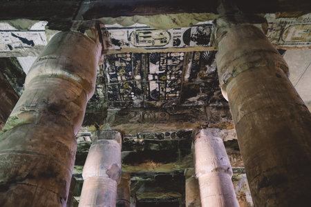 Inside View of the temple of Seti I, which is also known as the Great Temple of Abydos, in Kharga, Egyptのeditorial素材