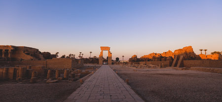 Outdoor View to an Ancient Egyptian Dendera Temple complex in south-east of Dendera, Egyptのeditorial素材
