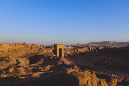 Outdoor View to an Ancient Egyptian Dendera Temple complex in south-east of Dendera, Egyptのeditorial素材