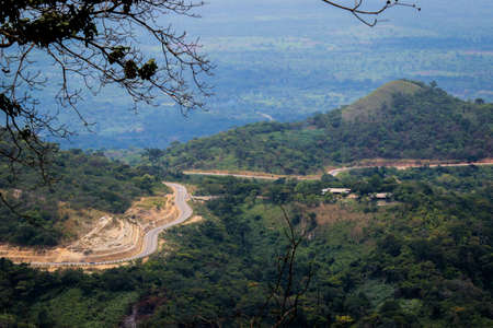 Scenic African Road under the Blue Sky in Ghana, West Africaの写真素材