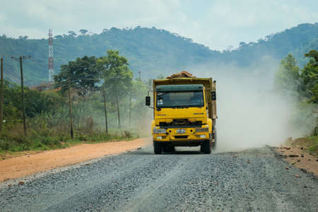 Scenic African Road under the Blue Sky in Ghana, West Africa