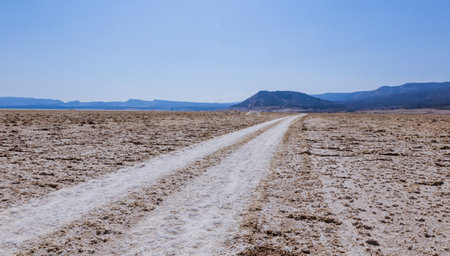 Road Way to the Lake Assal, Djiboutiの写真素材