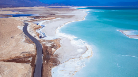 Road Way to the Lake Assal, Djiboutiの写真素材
