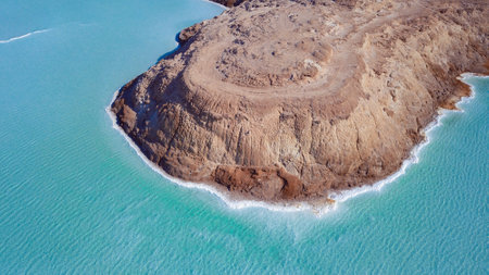 Aerial View to the Blue Salty Lake, Djiboutiの写真素材