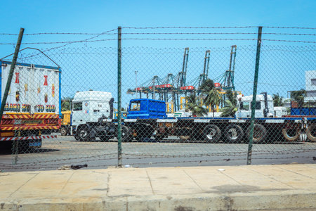 Lome, Togo - March 05, 2023: West African Ocean Port with Cargo Shipping Containersのeditorial素材