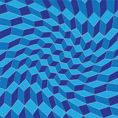 Isometric squares are twisted and distorted in blueのイラスト素材