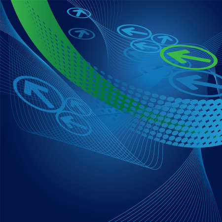 Blue and green arrows and waves backgroundのイラスト素材