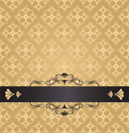 Golden flowers and swirls invitation designのイラスト素材