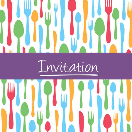 Stylish invitation card with cutlery backgroundのイラスト素材