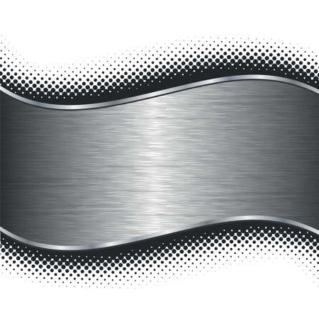 Brushed silver metal background with black halftone borders.のイラスト素材