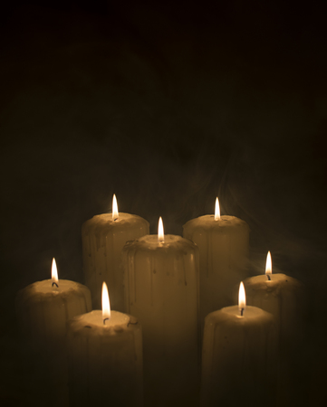 Mystery candles with smokeの写真素材