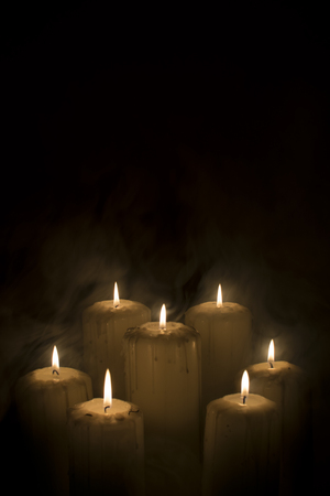 Fantasy candles with smokeの写真素材