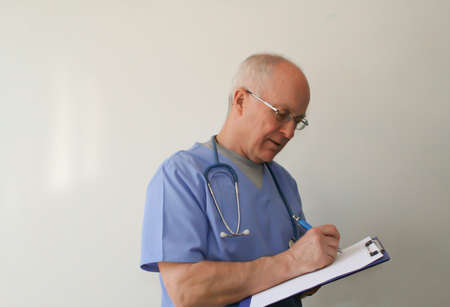 Dr  writing on chartの写真素材