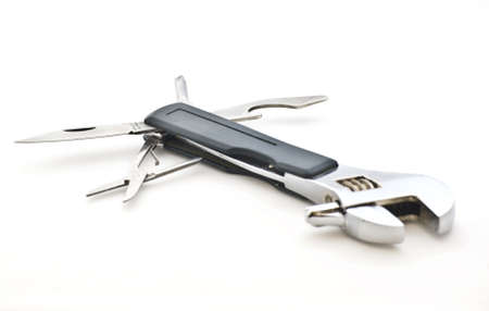 Monkey wrench tool on white background