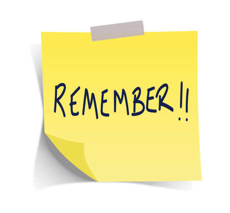 Yellow post-it on white backgroundの写真素材