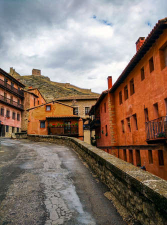 Street and buildings in Albarracinの写真素材