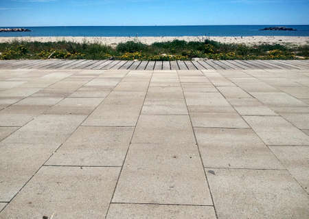 Empty promenade in Cambrils (Spain)の写真素材
