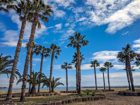 Empty beach in Cambrils (Spain)の写真素材