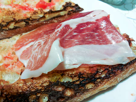 Toasted bread with spanish ham