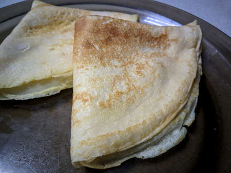 Thin crepes on a plate