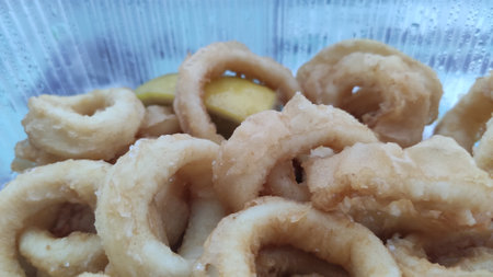 Seafood snacks, calamaris, squid rings