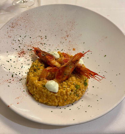 risotto with seafood and vegetablesの写真素材