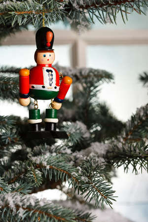 Christmas toy solider on treeの写真素材