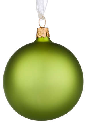 Vibrant green Christmas Bauble on isolated whiteの写真素材