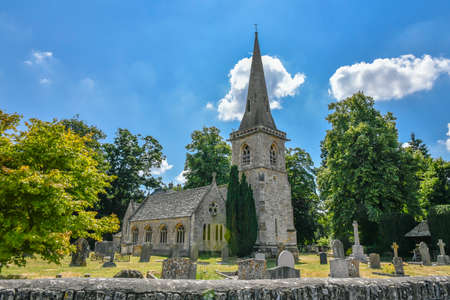 The Parish Church of Saint Mary Lower Slaughter is located in Lower Slaughter, Gloucestershire. England UK. The 13th century Anglican parish church is located on the edge of Lower Slaughter village and there is a war memorial in the churchyard.のeditorial素材