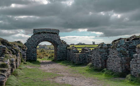 Botallack Tin mines in Cornwall Uk England. . Old tin mine ruins an industry from the past on the...
