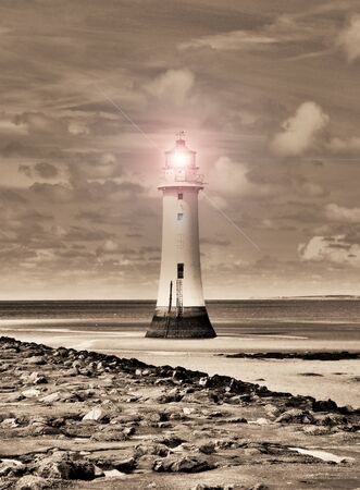 Sepia Surreal Lighthouse の写真素材
