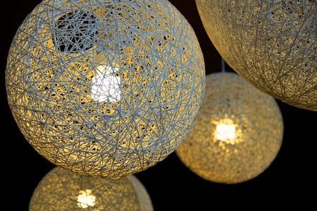 Round lampshade in the lobby の写真素材