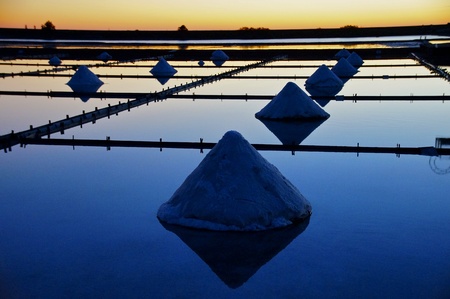 Salt field generated by sunlight in Taiwanの写真素材