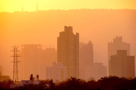 Sunset with fog it really like air pollution in southern Taiwan の写真素材