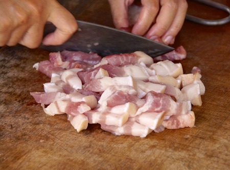 Cutting meat in the marketの写真素材