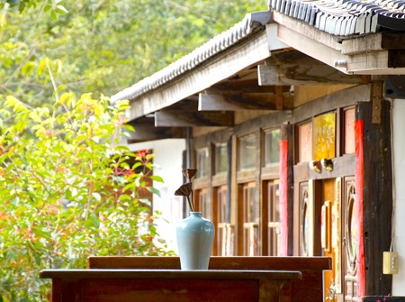 Nostalgic house with decoration in Tainan rural scene,Taiwan.の写真素材