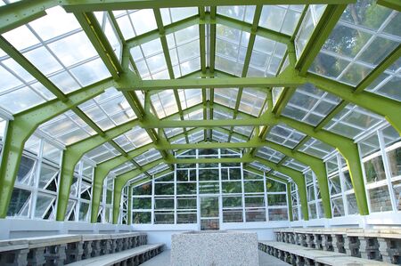 The closeup view of greenhouse framework at parkの写真素材
