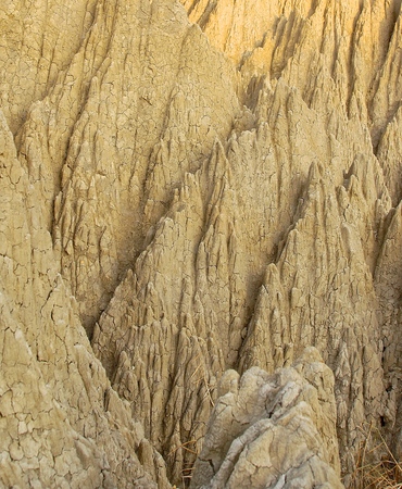 The close view of badland formations in southern Taiwanの写真素材