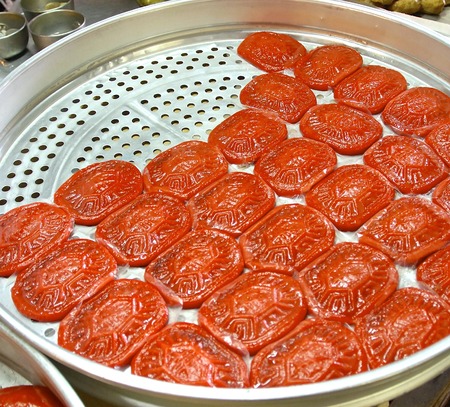 Sticky red rice custard closeup in Taiwanの写真素材
