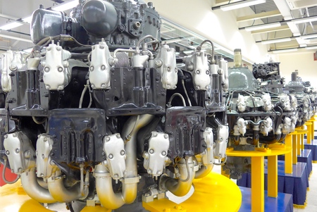 Old engine of fighter jet close up