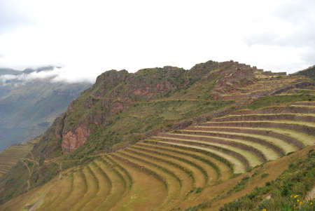 Walks in the Archaeological Park of Pisac Peruの写真素材