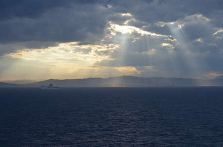 View of the skyline of Barcelonaの写真素材