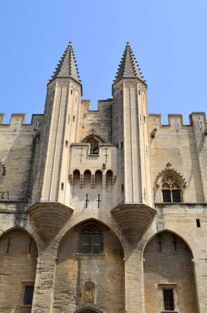 View of the papal palace in Avignon Provence Franceのeditorial素材
