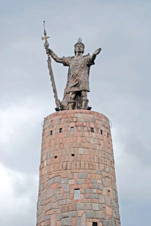 Statue of Pachacutec Inca Cuzco Peruの写真素材