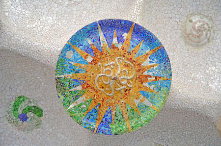 Detail of the hypostyle hall of the Parc Guell Barcelonaのeditorial素材