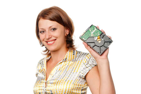 Smiling girl with hard driver