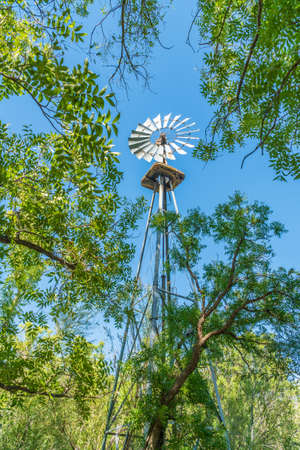 Windmill at Sam Nail Ranch in Big Bend National Parkの写真素材