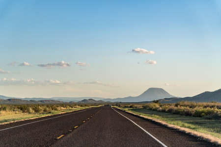 Straight Road Driving Big Bend National Parkの写真素材