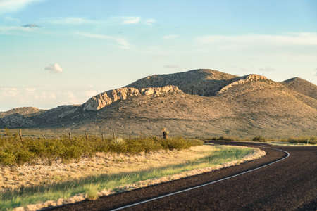 Curved Road Driving Big Bend National Parkの写真素材