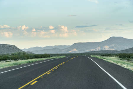 Distance Road Driving Big Bend National Parkの写真素材
